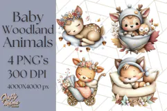 Woodland Nursery Baby Animals Clipart, Cute Animals Png Product Image 1