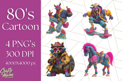 Forgotten 80s Cartoon Clipart PNG, Retro Animal Heroes Product Image 1