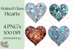 Stained Glass Heart PNG Clipart in Pastel and Bright Colors Product Image 1