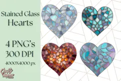 Stained Glass Heart PNG Clipart in Pastel and Bright Colors Product Image 1