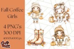 Pumpkin Spice Chibi Girls, Fall Accessories PNG, Cozy Autumn Product Image 1