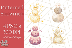 Patterned Snowman Silhouette PNG Clipart Product Image 1