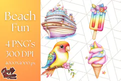 Bright Summer Clipart, Beach & Vacation PNG, Tropical Png Product Image 1