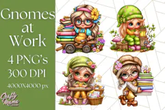 Gnomes at Work Clipart PNG, Cute Gnomes PNG Illustration Product Image 1
