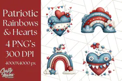 Patriotic Scandinavian Rainbow Clipart PNG, 4th Of July Png Product Image 1