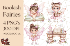 Bookish Fairy PNG Clipart, Whimsical Reading Elements Png Product Image 1
