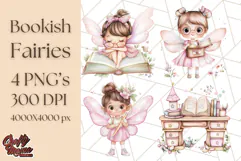 Bookish Fairy PNG Clipart, Whimsical Reading Elements Png Product Image 1