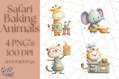 Cozy Safari Baking Animals PNG, Cute Jungle Kitchen Art Product Image 1