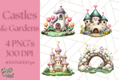 Princess Castle Clipart PNG, Enchanted Garden Artwork Product Image 1