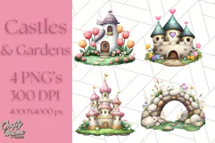 Princess Castle Clipart PNG, Enchanted Garden Artwork Product Image 1