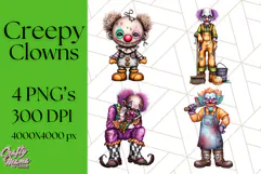 Creepy Clown Halloween PNG Clipart, Spooky Circus Art Product Image 1