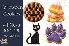 Halloween Cookie Clipart PNG, Spooky Sugar Treat Art Product Image 1
