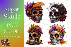 Bright Sugar Skull PNG Clipart, Halloween Colorful Skull Png Product Image 1