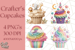 Paper Cupcake Clipart Layered Paper Scrapbook Collage Png Product Image 1