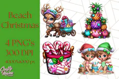 Summer Christmas Clipart PNG, Tropical Holiday Art Clip Art Product Image 1