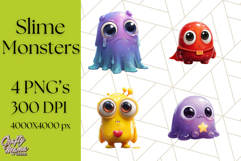 Slime Monster Clipart, Colorful Goo Graphics Png Product Image 1