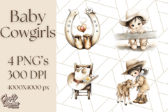 Cowgirl Baby Clipart PNG, Cute Toddler Western Outfit Art Product Image 1