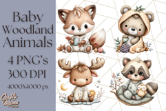 Woodland Nursery Baby Animals Clipart, Cute Animals Png Product Image 1