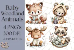 Woodland Nursery Baby Animals Clipart, Cute Animals Png Product Image 1