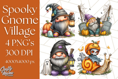 Spooky Gnome Village Clipart PNG Halloween Png Product Image 1