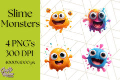 Slime Monster Clipart, Colorful Goo Graphics Png Product Image 1