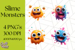 Slime Monster Clipart, Colorful Goo Graphics Png Product Image 1