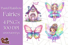 Pastel Fairy Clip Art PNG With Glitter, Rainbow Fairy Png Product Image 1