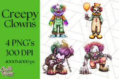 Creepy Clown Halloween PNG Clipart, Spooky Circus Art Product Image 1