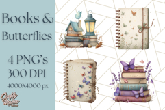 Cottagecore Butterfly and Book PNG Clipart Reading Elements Product Image 1