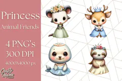 Princess Animal PNG Clipart with Crowns & Royal Accessories Product Image 1