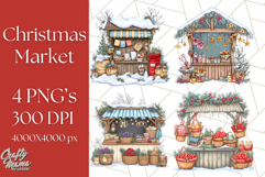 Cozy Christmas Market Stall Clipart PNG, Holiday Art Png Product Image 1