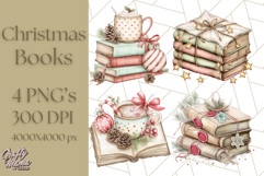 Christmas Book Clipart, Festive Reading PNG Illustrations Product Image 1