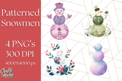 Patterned Snowman Silhouette PNG Clipart Product Image 1