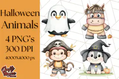 Halloween Animal Costumes PNG, Cute Spooky Animals Clipart Product Image 1