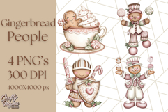Gingerbread People Clipart, Cute Cookie PNG Illustrations Product Image 1