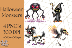 Halloween Monster Clipart PNG, Cute Spooky Characters Product Image 1