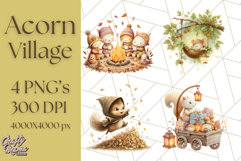 Acorn Village Clipart PNG, Fall Animal Png Product Image 1