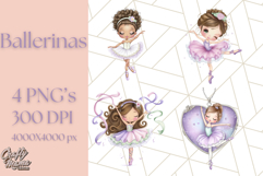 Ballerina Clipart PNG, Cute Ballet Girl Illustration Art Product Image 1