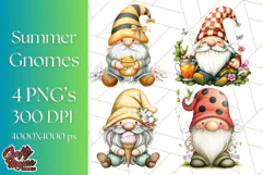 Summer Garden Gnomes Clipart PNG, Summer Country Gnomes Png Product Image 1
