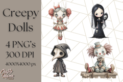 Creepy Dolls Clipart PNG Haunted Toy Characters Product Image 1