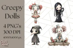 Creepy Dolls Clipart PNG Haunted Toy Characters Product Image 1