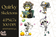 Quirky Skeleton Clipart PNG, Funny Halloween Bones Art Product Image 1