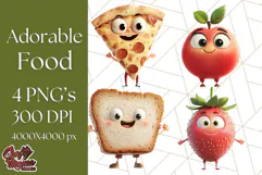 Cute Food PNG Clipart, 3D Adorable Kawaii Characters Png Product Image 1