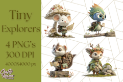Tiny Explorers Clipart PNG, Animal Adventure PNG Product Image 1