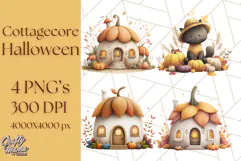 Cottagecore Halloween Clipart Cozy PNG, Autumn Fall Png Product Image 1