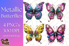 Metallic Butterfly Clipart PNG Clipart, Vibrant Butterfly Product Image 1