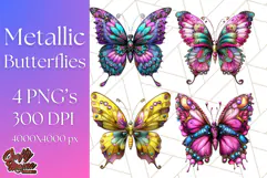Metallic Butterfly Clipart PNG Clipart, Vibrant Butterfly Product Image 1