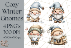 Watercolor Winter Gnome Clipart, Cute Gnome Christmas PNG Product Image 1