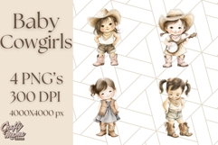 Cowgirl Baby Clipart PNG, Cute Toddler Western Outfit Art Product Image 1
