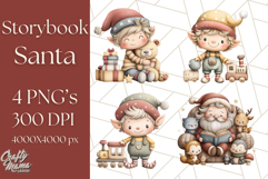Storybook Santa &amp; Friends PNG Clipart, Christmas Png Clipart Product Image 1